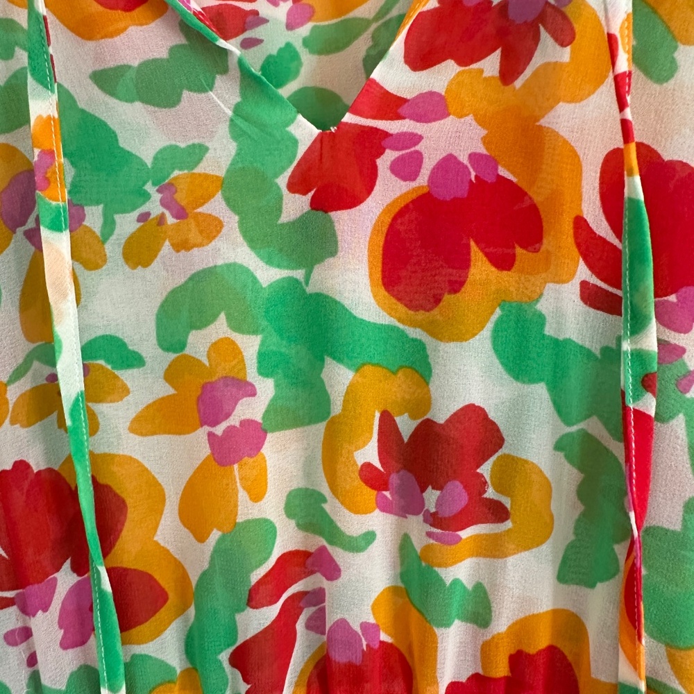 CAbi bright polyester floral Midi summer dress Medium - Picture 6 of 14
